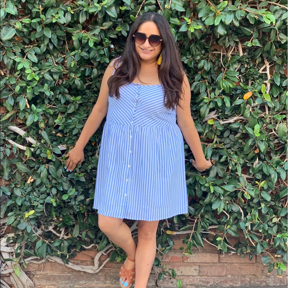 Blue/White Vertical line summer dress!